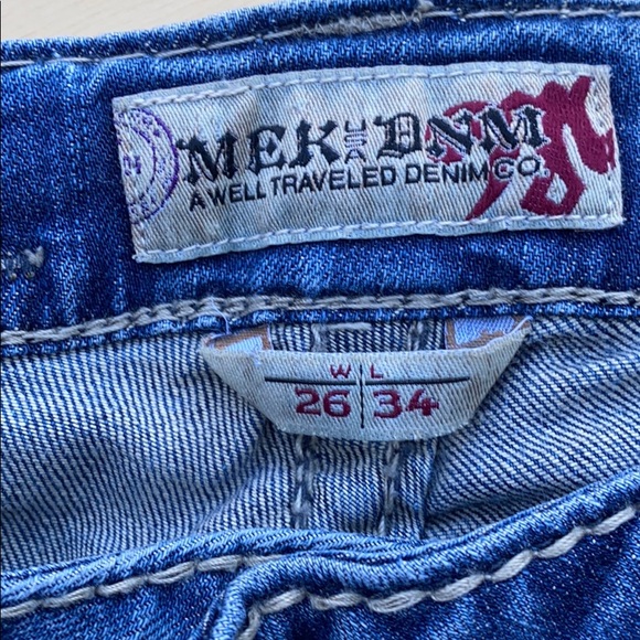 MEK DNM USA slim boot distressed embroidered jean - Picture 4 of 7